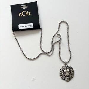 Noir NYC silver lion pendant necklace